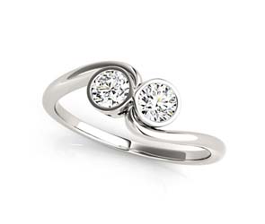 2 Stone Diamond Bezel Set Ring