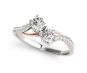 2 Stone Diamond Rose Accented Ring