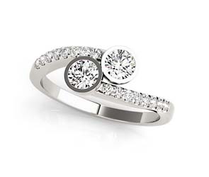 2 Stone Diamond Bezel Set Ring