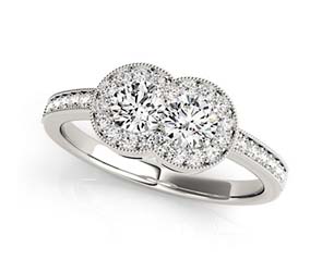 2 Stone Cluster Diamond Ring