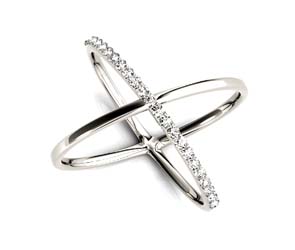 Half Diamond Criss Cross Ring