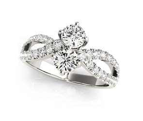 2 Stone Split Diamond Ring