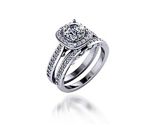 Classic Halo Style Diamond Engagement Set