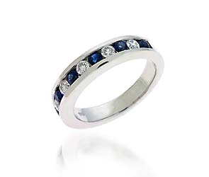 Blue Sapphire & Diamond Band