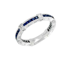 Blue Sapphire and Diamond Band