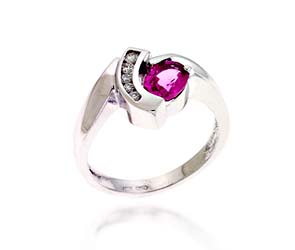 Pink Sapphire & Diamond Ring