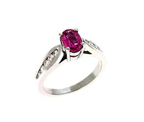 Genuine Pink Sapphire & Diamond Ring