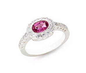Genuine Pink Sapphire & Diamond Ring