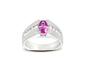 Pink Sapphire and Diamond Ring