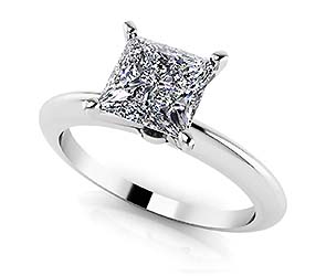 Perfect Princess Cut Diamond Solitaire Engagement Ring