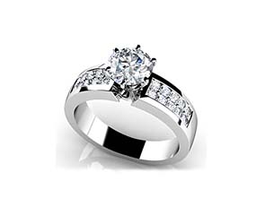 Channel Set 6 Prong Center Stone Engagement Ring
