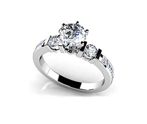 Triple Diamond Channel Engagement Ring
