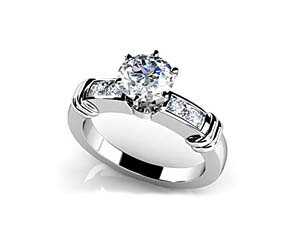 Channel Diamond Flanked Engagement Ring