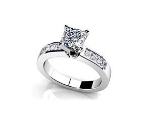 Channel Set Princess Cut Diamond Engagement Ring