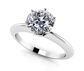 Six Prong Round Diamond Solitaire Ring