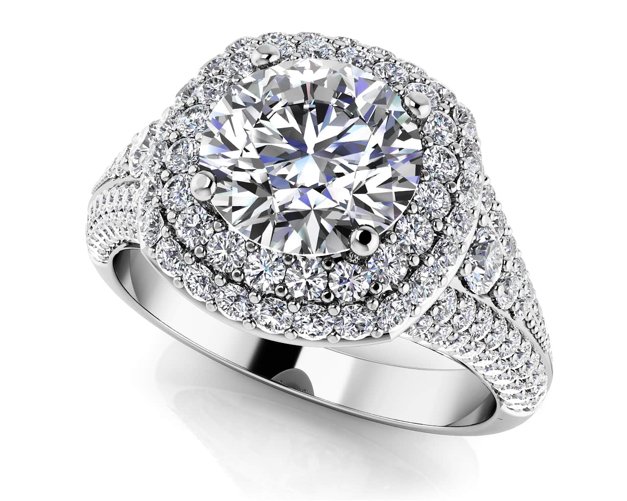 Deluxe Double Halo Diamond Engagement Ring