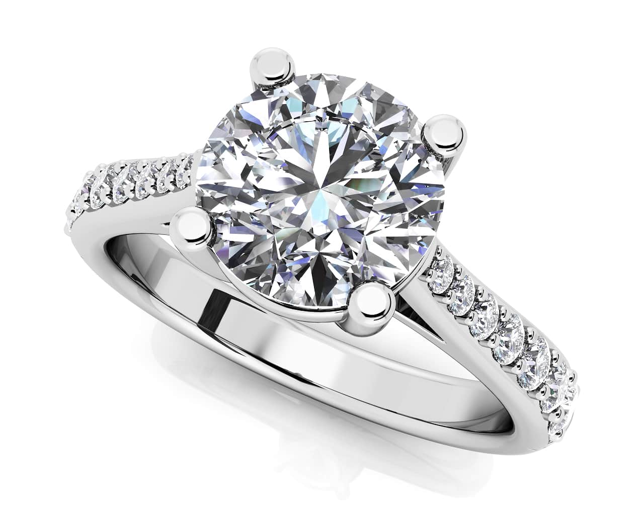 Timeless Round Engagement Ring with Side Diamonds