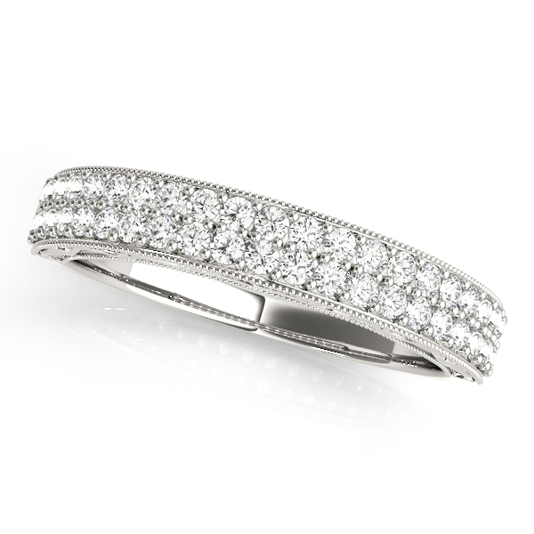 Multirow Pave Milgrain Wedding Ring