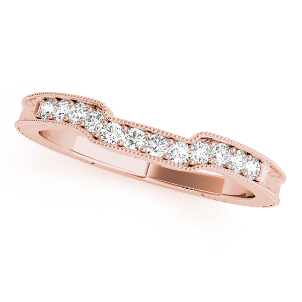  Ladies Antique Style Filigree Mailgrain Curved Wedding Rings 1/3 Carat Total Weight   (Lab-Created) 0.32 C.T.W Platinum - view 3