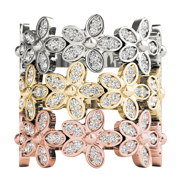  Ladies Nature Inspired Floral Shape Stackable Fashion Ring 1/2 Carat Total Weight   (Lab-Created) 0.50 C.T.W 10K yellow, white or rose gold - view 16