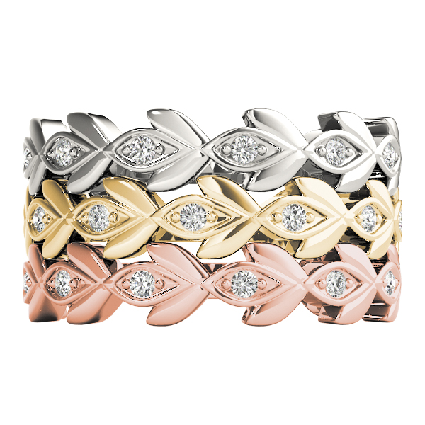  Ladies Nature Inspired Floral Shape Stackable Ring 1/5 Carat Total Weight  0.20 C.T.W 10K yellow, white or rose gold - view 13