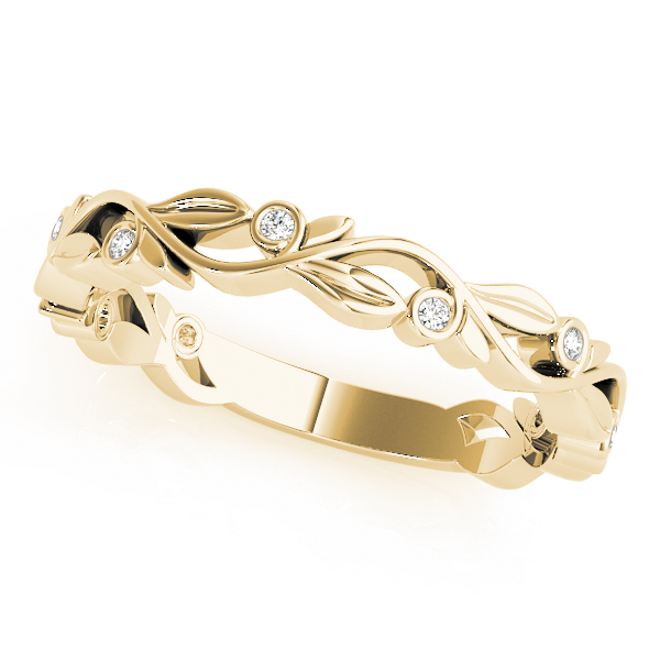  Ladies Nature Inspired Stackable Ring 1/10 Carat Total Weight 0.04 CT 0.08 C.T.W 10K yellow, white or rose gold - view 2