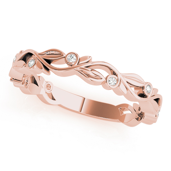  Ladies Nature Inspired Stackable Ring 1/10 Carat Total Weight 0.04 CT 0.08 C.T.W 10K yellow, white or rose gold - view 3