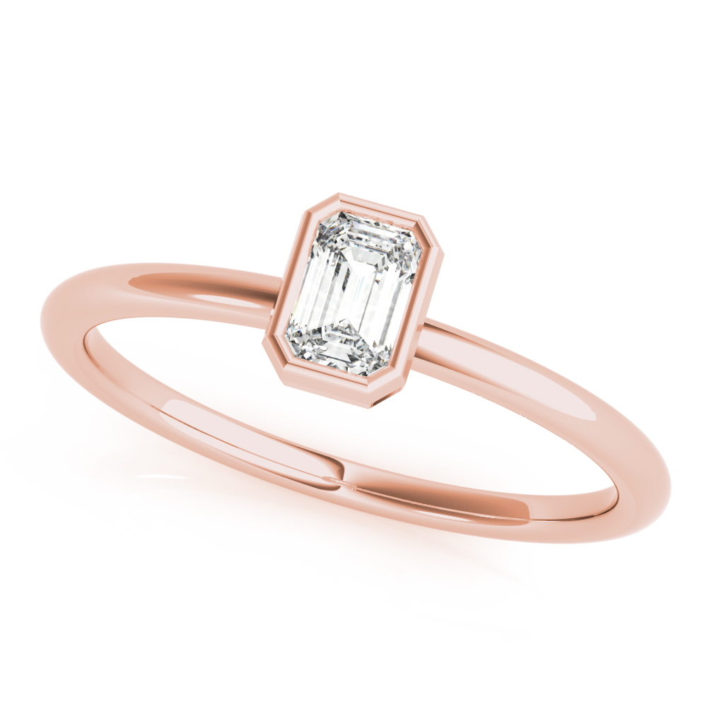  Ladies Emerald Cut Solitaire Ring 0.01 Carat Total Weight 0.01 CT 0.01 C.T.W 14K yellow, white or rose gold - view 3