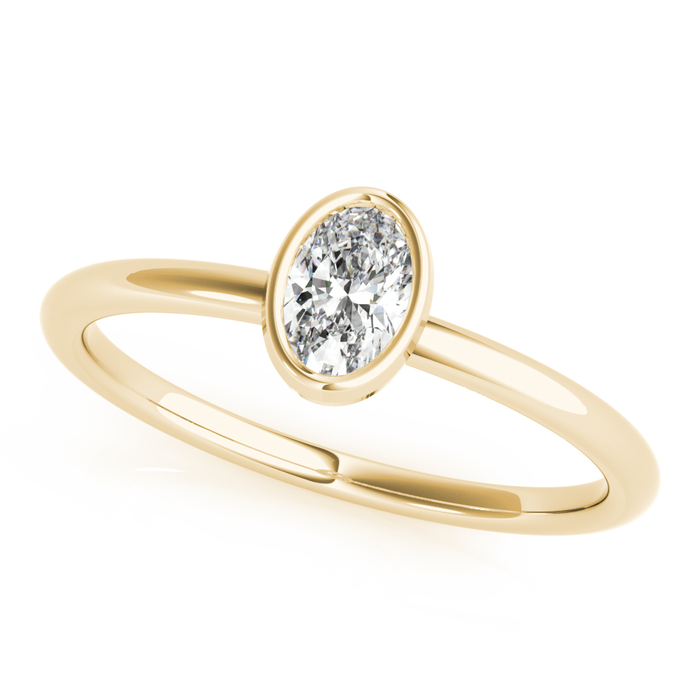 Ladies Bezel Set Solitaire Oval Engagement Ring 1/4 Carat Total Weight   (Lab-Created) 0.25 C.T.W Platinum - view 2