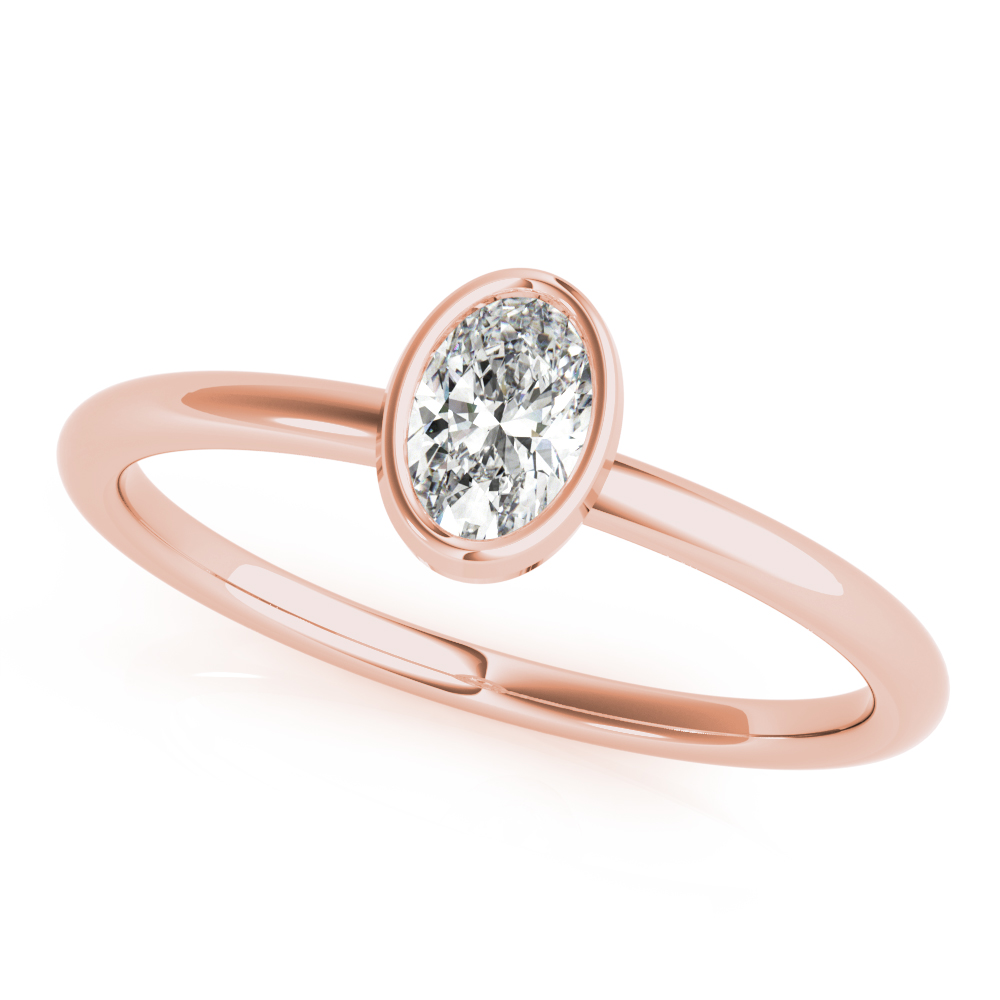  Ladies Bezel Set Solitaire Oval Engagement Ring 1/4 Carat Total Weight   (Lab-Created) 0.25 C.T.W Platinum - view 3