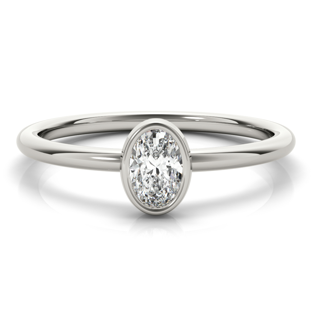  Ladies Bezel Set Solitaire Oval Engagement Ring 1/4 Carat Total Weight   (Lab-Created) 0.25 C.T.W Platinum - view 9