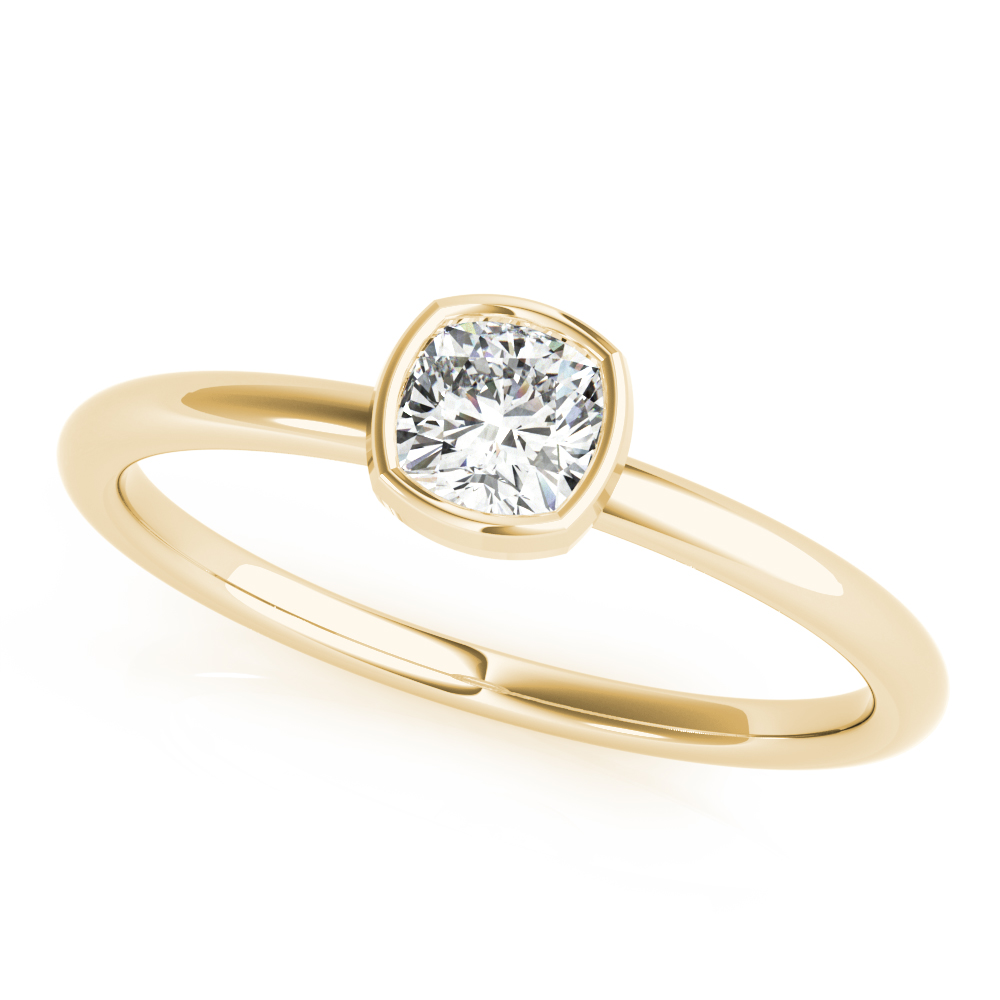  Ladies Bezel Set Solitaire Cushion Cut Engagement Rings 3/8 Carat Total Weight   (Lab-Created) 0.40 C.T.W 10K yellow, white or rose gold - view 2