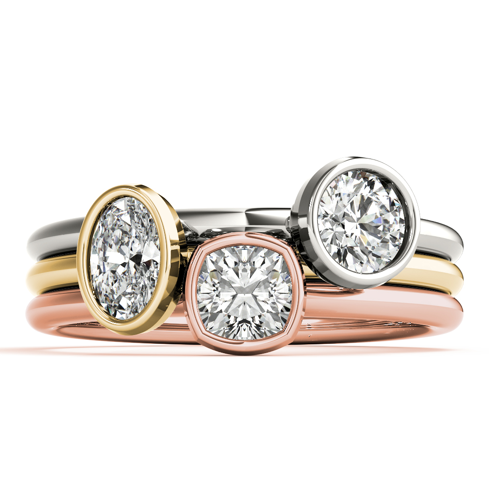  Ladies Bezel Set Solitaire Cushion Cut Engagement Rings 3/8 Carat Total Weight   (Lab-Created) 0.40 C.T.W 10K yellow, white or rose gold - view 13