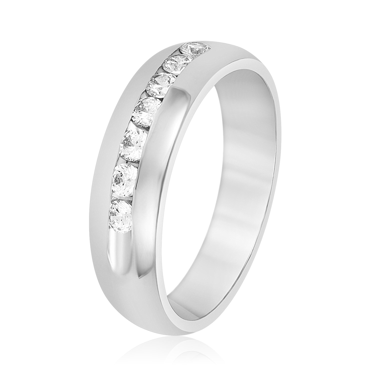  Ladies **Tapers See Ccm *6Mm Heavy Wt Ring 1.0 Carat Total Weight 0.49 CT 0.98 C.T.W Platinum - view 4