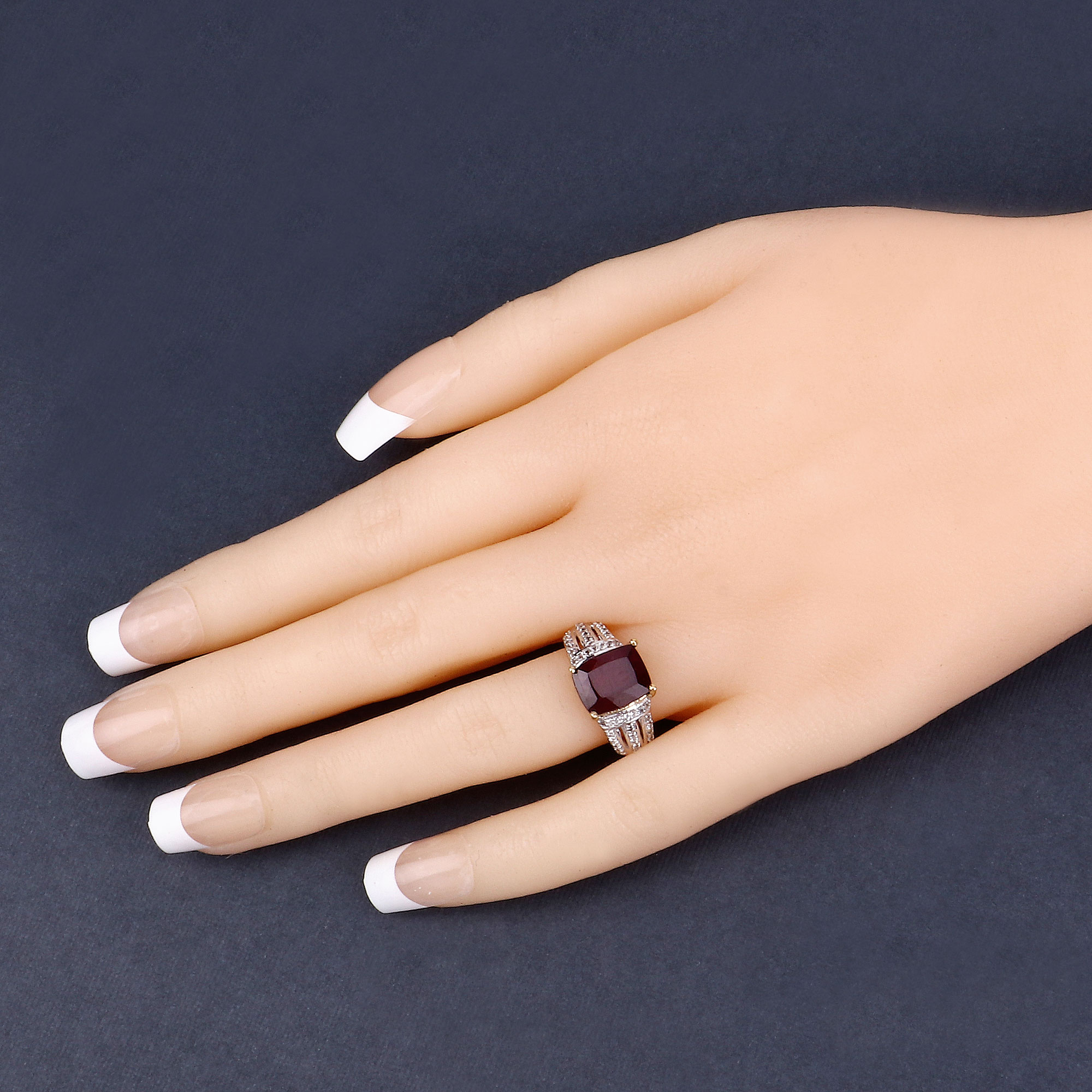 3.97 Carat Glass Filled Ruby and White Topaz .925 Sterling Silver Ring 3.97 C.T.W Sterling Silver - view 5