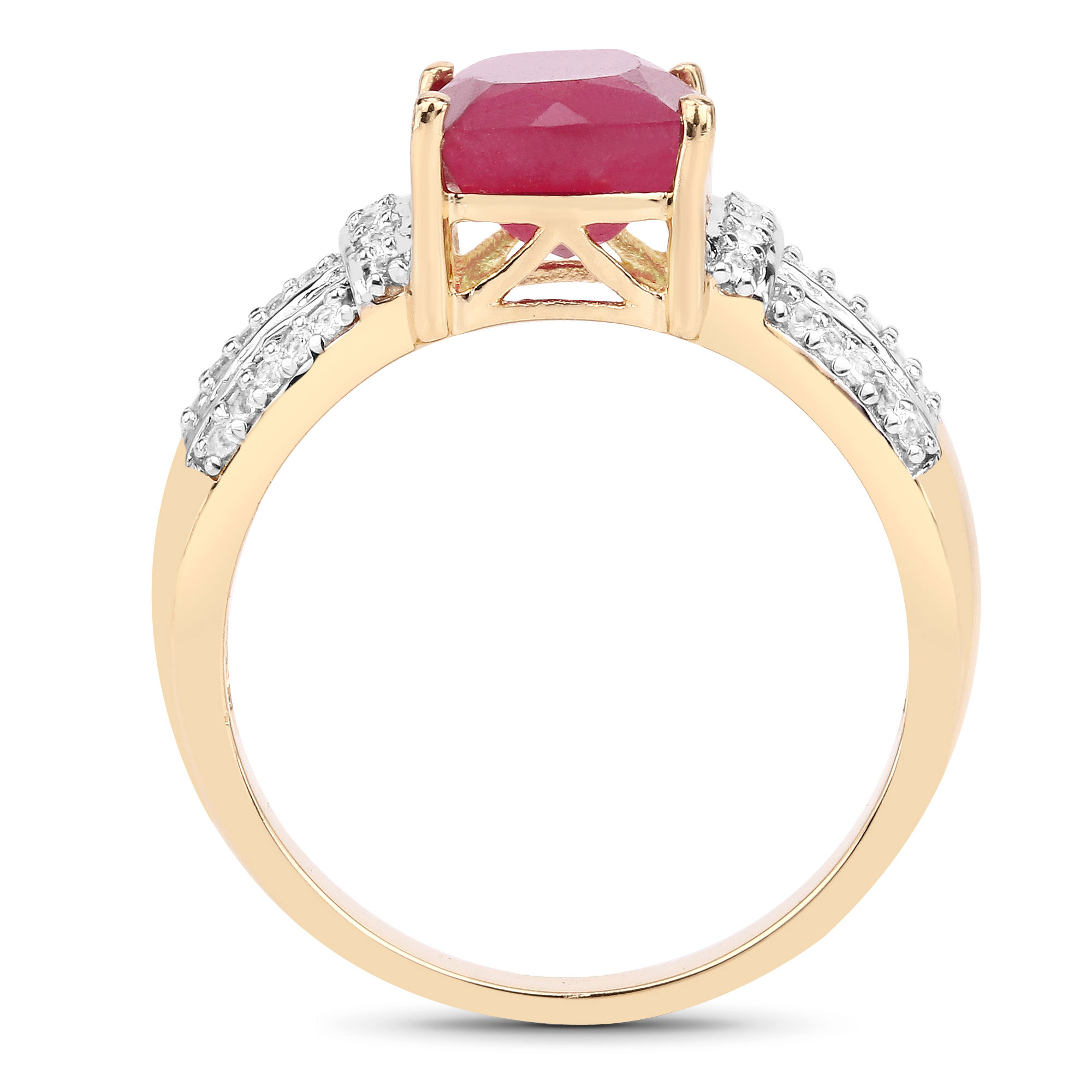 3.97 Carat Glass Filled Ruby and White Topaz .925 Sterling Silver Ring 3.97 C.T.W Sterling Silver - view 7