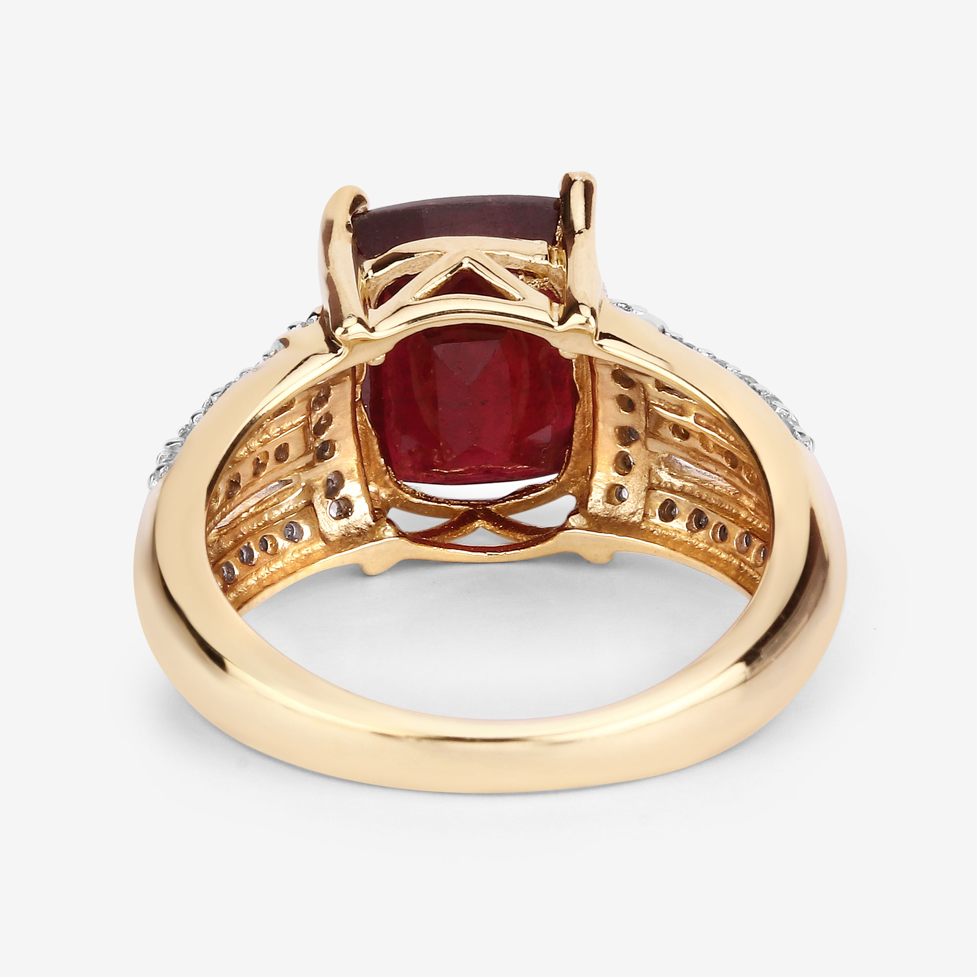 3.97 Carat Glass Filled Ruby and White Topaz .925 Sterling Silver Ring 3.97 C.T.W Sterling Silver - view 4