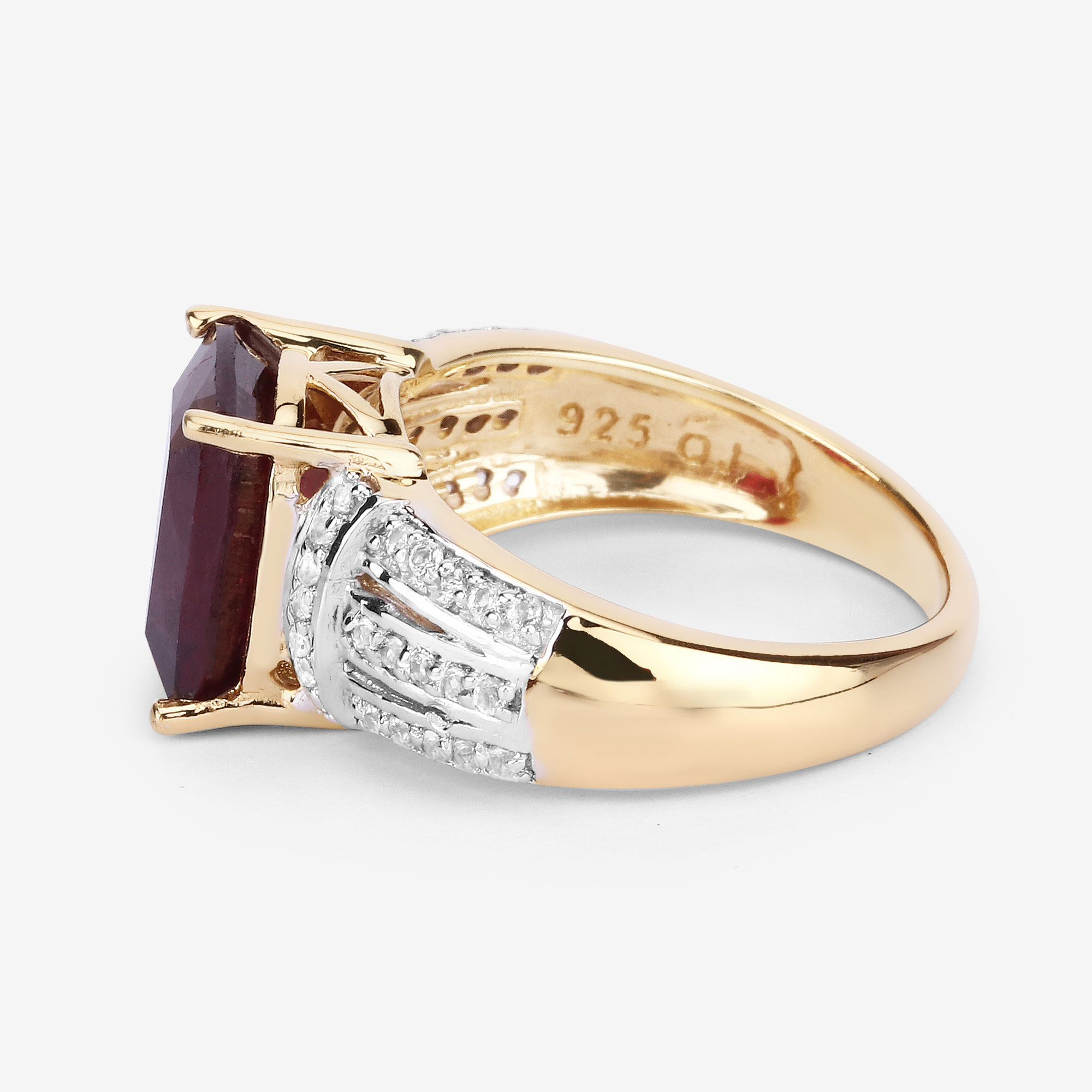 3.97 Carat Glass Filled Ruby and White Topaz .925 Sterling Silver Ring 3.97 C.T.W Sterling Silver - view 9