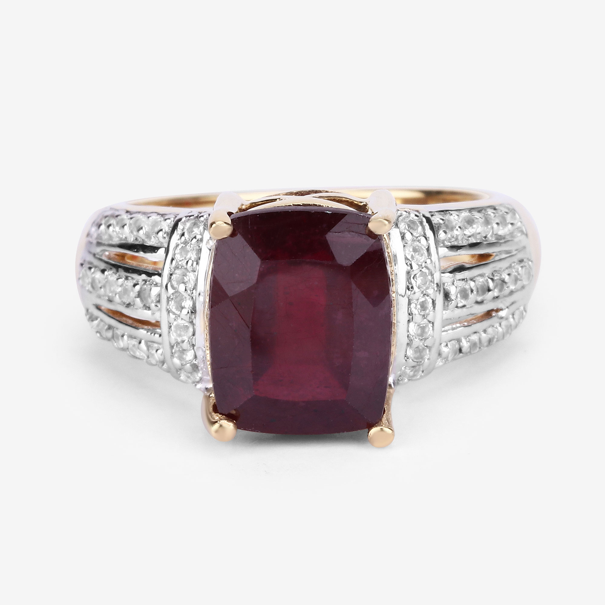 3.97 Carat Glass Filled Ruby and White Topaz .925 Sterling Silver Ring 3.97 C.T.W Sterling Silver - view 8