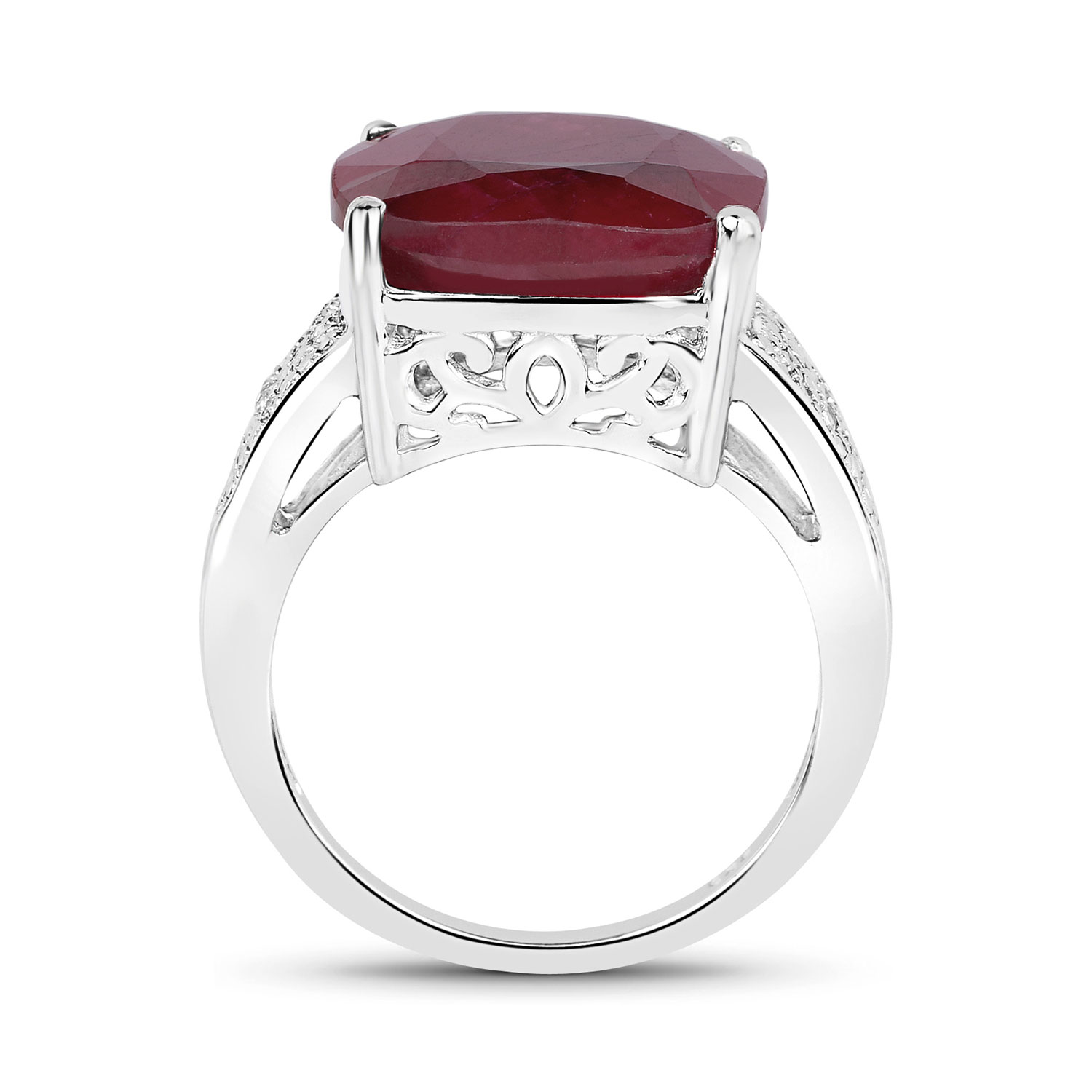 14.47 Carat Dyed Ruby and White Topaz .925 Sterling Silver Ring 14.47 C.T.W Sterling Silver - view 2