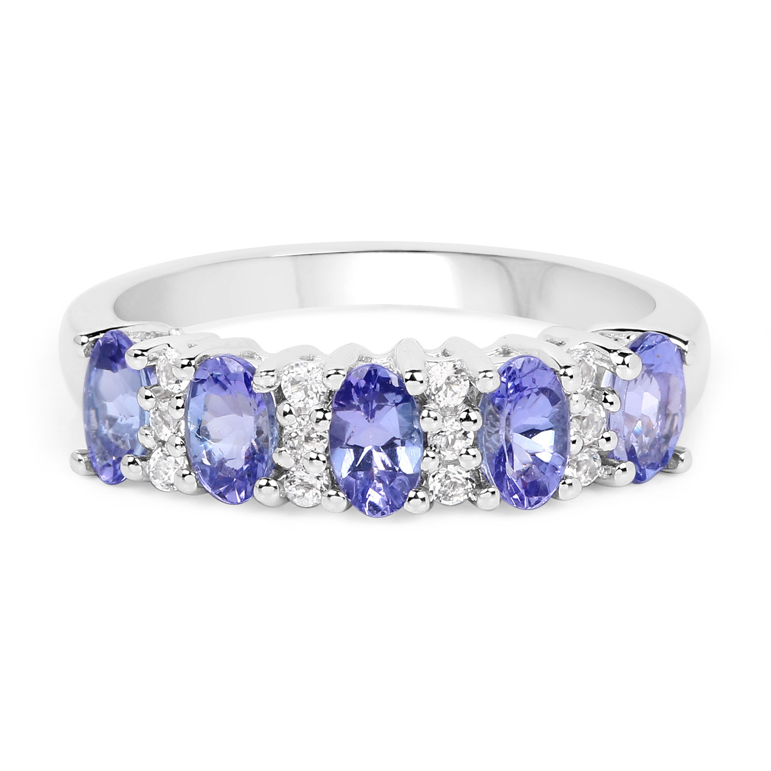 1.51 Carat Genuine Tanzanite and White Topaz .925 Sterling Silver Ring 1.51 C.T.W Sterling Silver - view 2