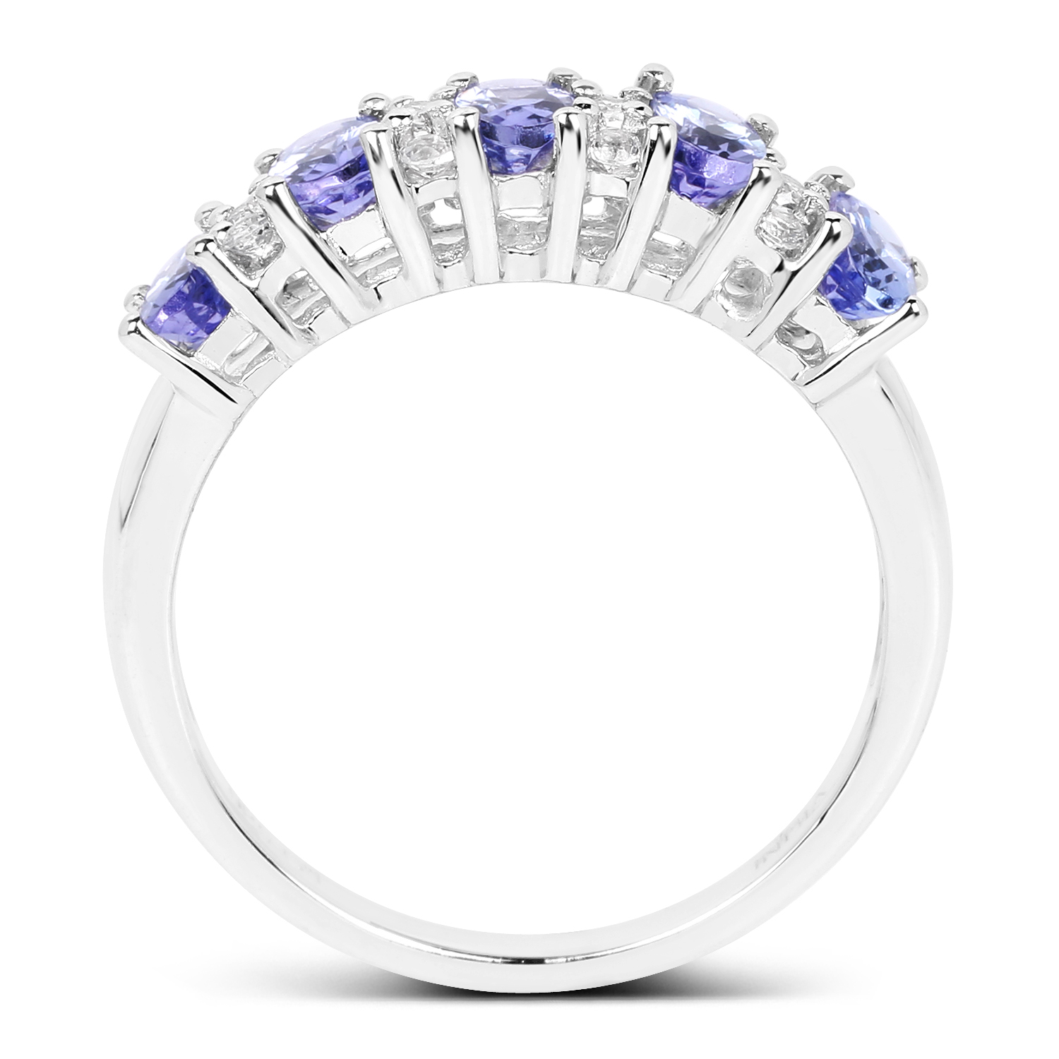 1.51 Carat Genuine Tanzanite and White Topaz .925 Sterling Silver Ring 1.51 C.T.W Sterling Silver - view 3