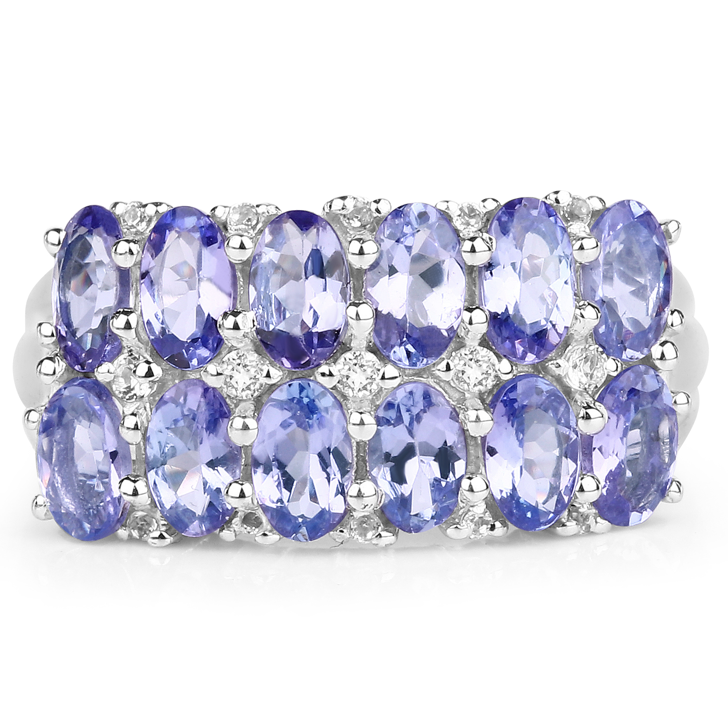 3.16 Carat Genuine Tanzanite & White Topaz .925 Sterling Silver Ring 3.16 C.T.W Sterling Silver - view 3