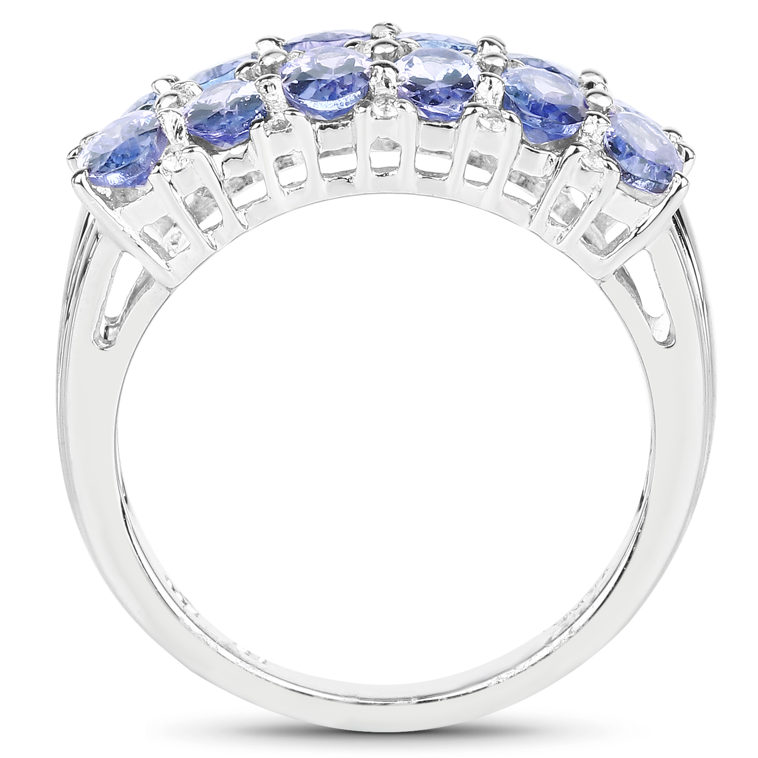 3.16 Carat Genuine Tanzanite & White Topaz .925 Sterling Silver Ring 3.16 C.T.W Sterling Silver - view 2