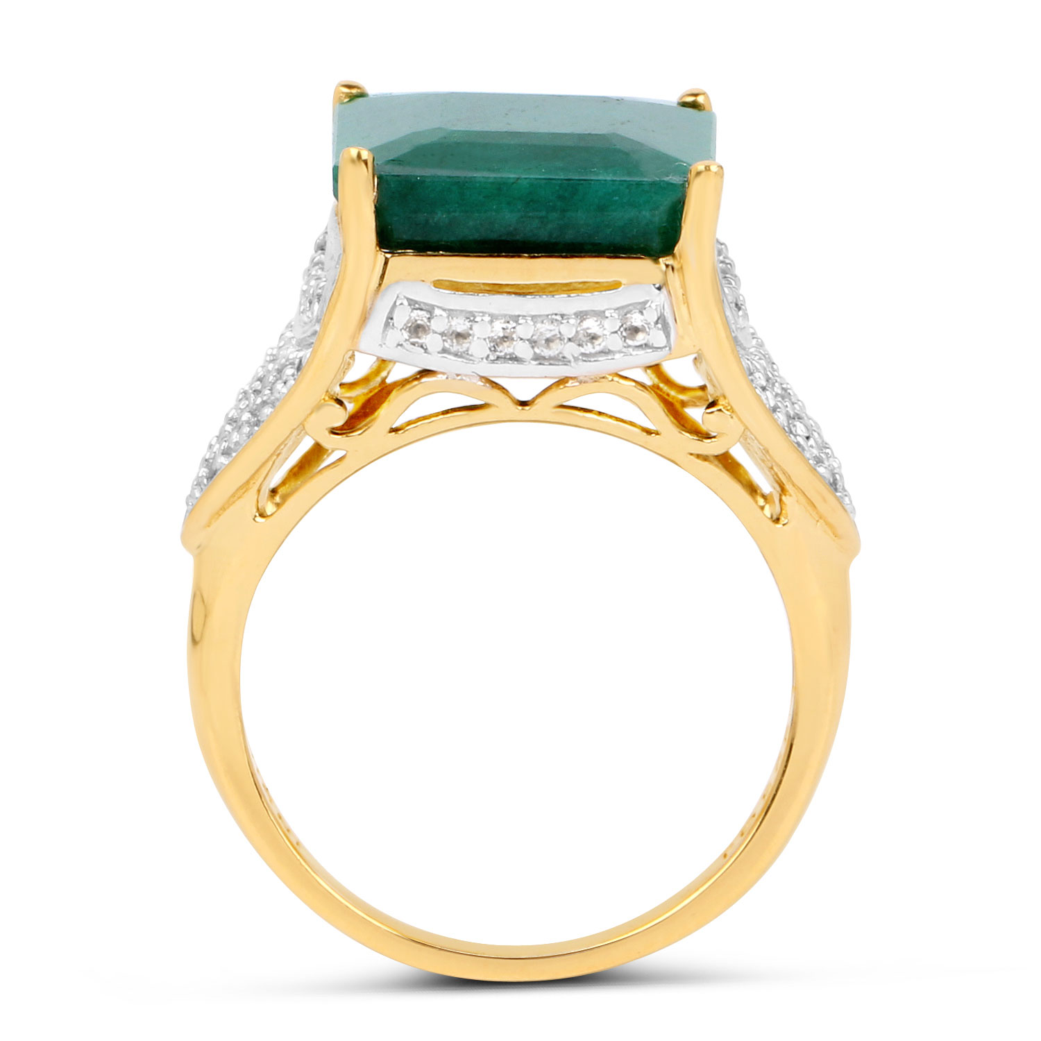 8.70 Carat Dyed Emerald and White Topaz .925 Sterling Silver Ring 8.70 C.T.W Sterling Silver - view 9