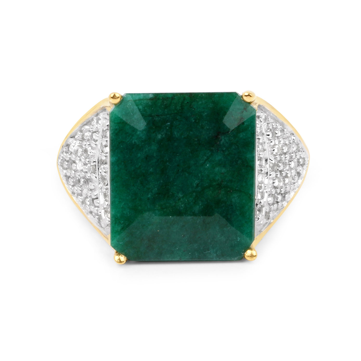 8.70 Carat Dyed Emerald and White Topaz .925 Sterling Silver Ring 8.70 C.T.W Sterling Silver - view 10