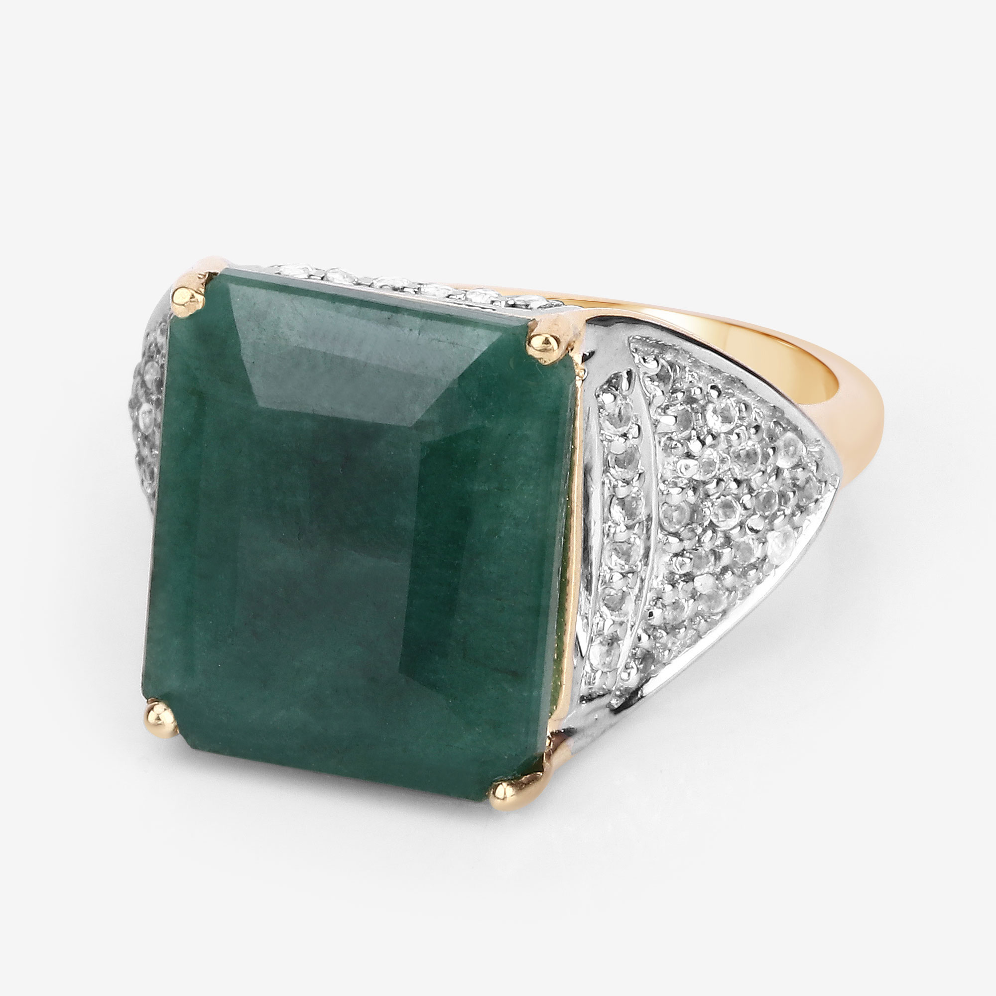 8.70 Carat Dyed Emerald and White Topaz .925 Sterling Silver Ring 8.70 C.T.W Sterling Silver - view 6