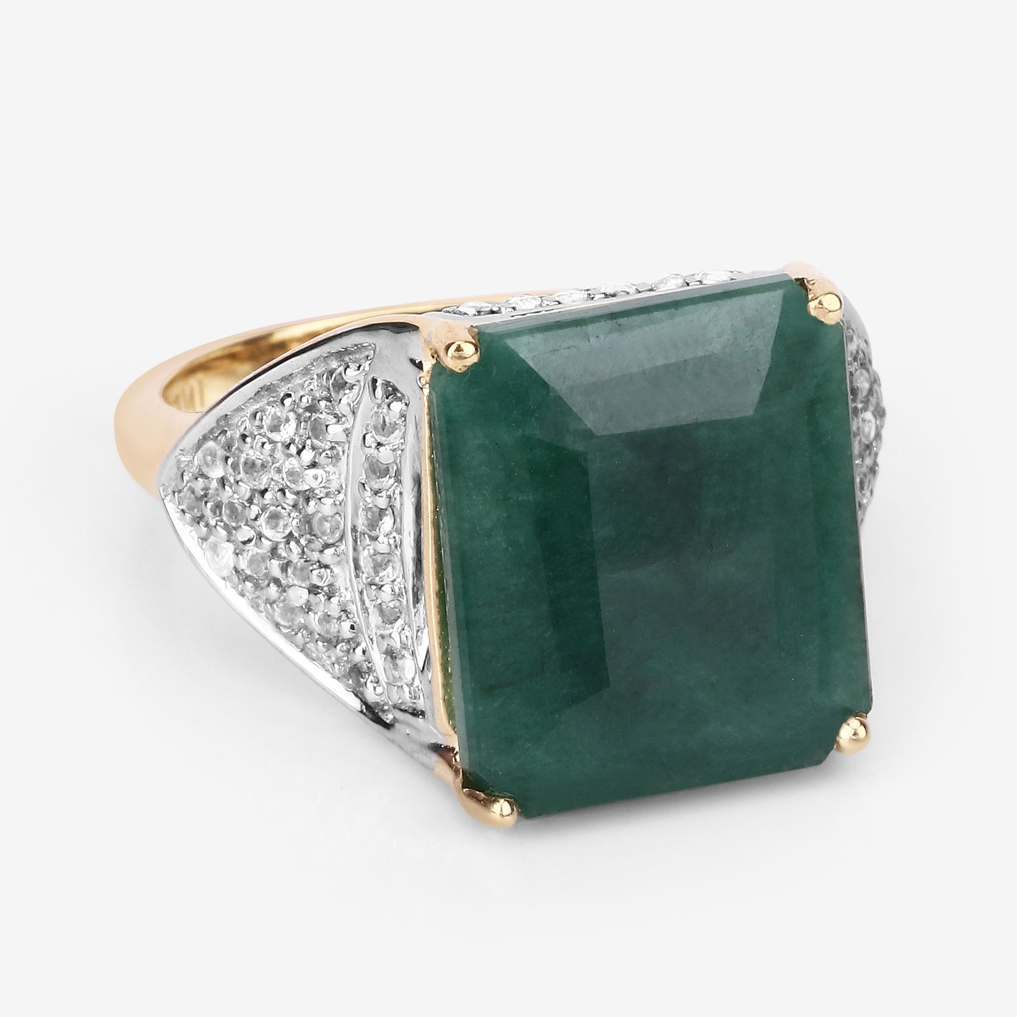 8.70 Carat Dyed Emerald and White Topaz .925 Sterling Silver Ring 8.70 C.T.W Sterling Silver - view 7