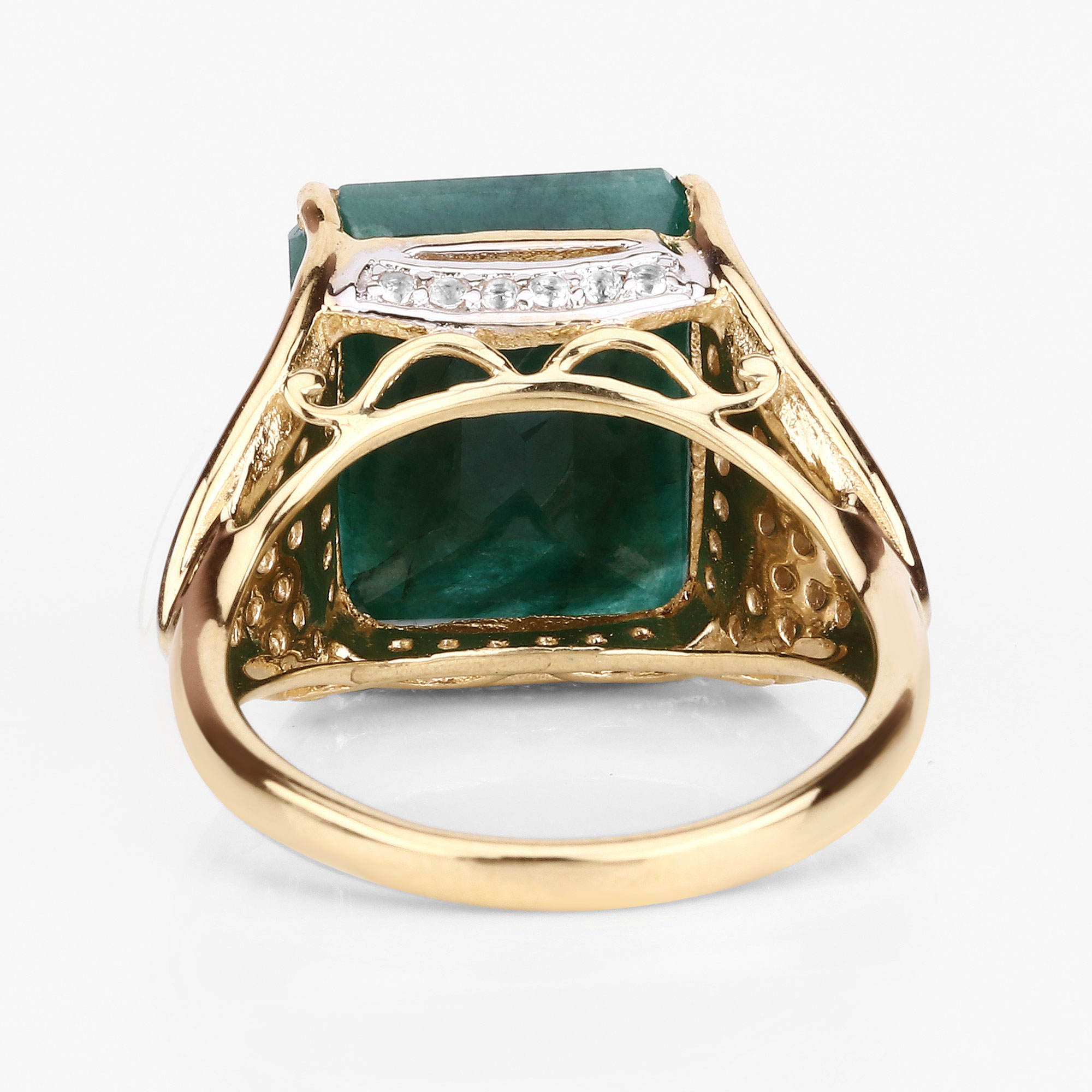 8.70 Carat Dyed Emerald and White Topaz .925 Sterling Silver Ring 8.70 C.T.W Sterling Silver - view 8