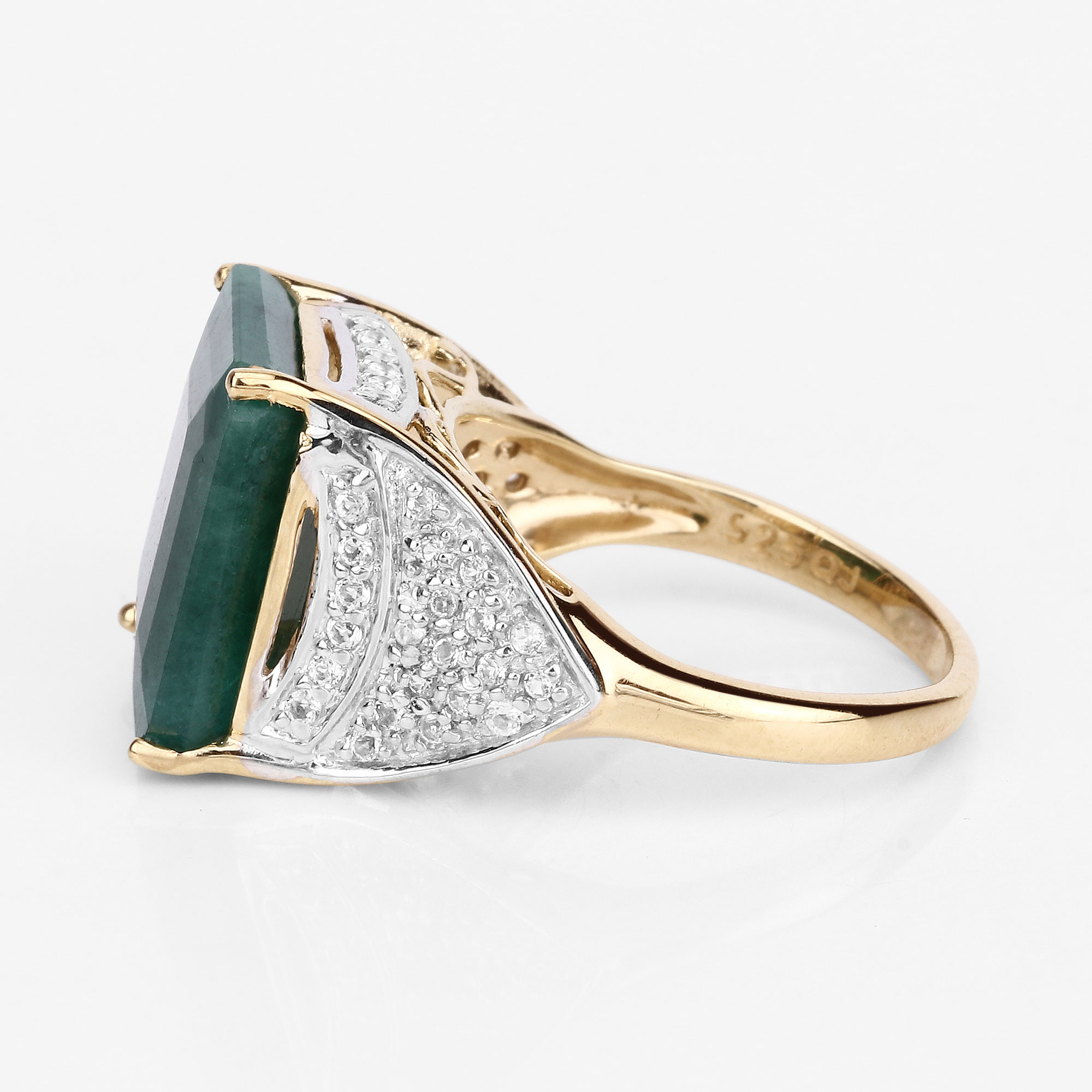 8.70 Carat Dyed Emerald and White Topaz .925 Sterling Silver Ring 8.70 C.T.W Sterling Silver - view 5